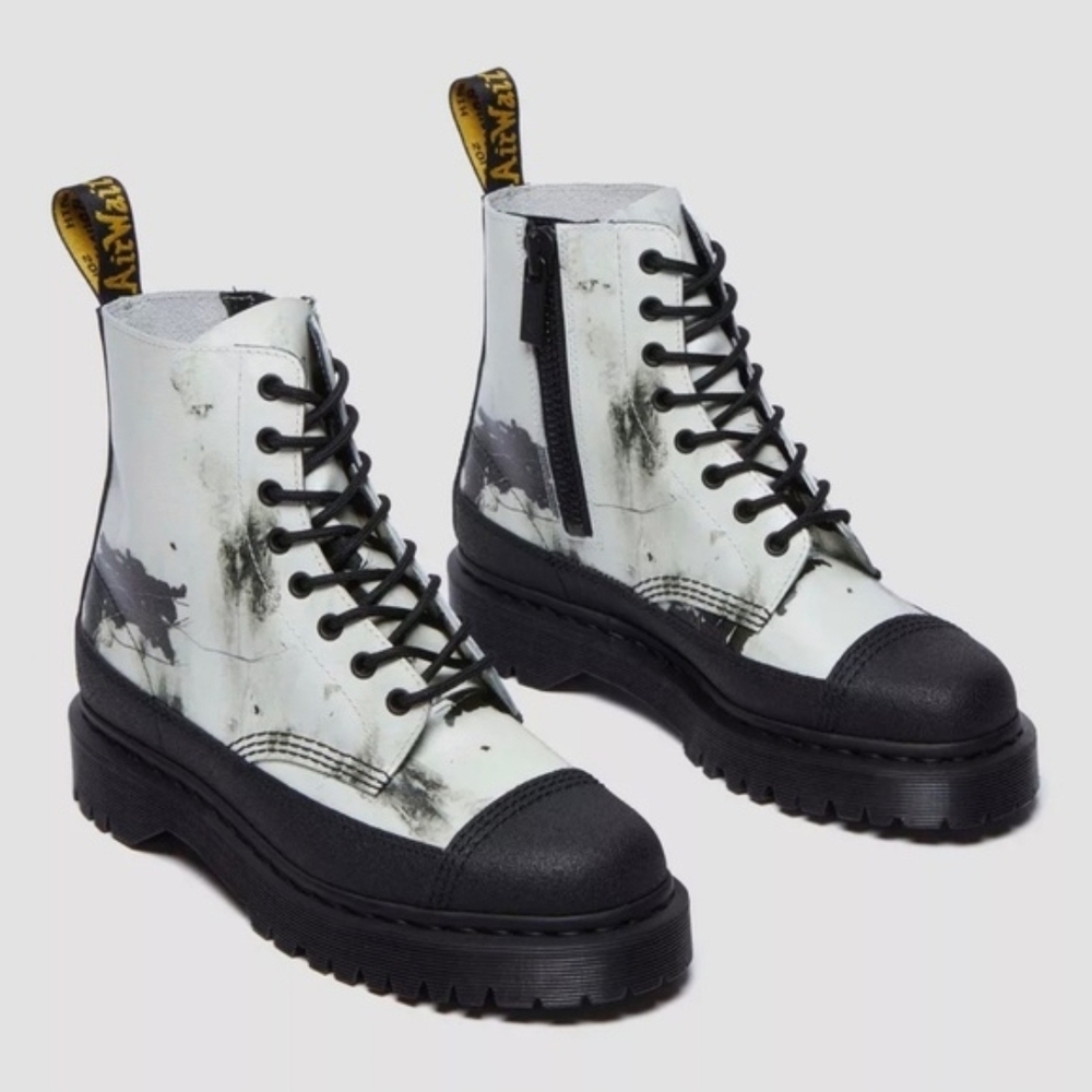Nine Inch Nails Dr. Martens Downward Spiral Black and White Boots M8/W9 - Picture 5 of 9